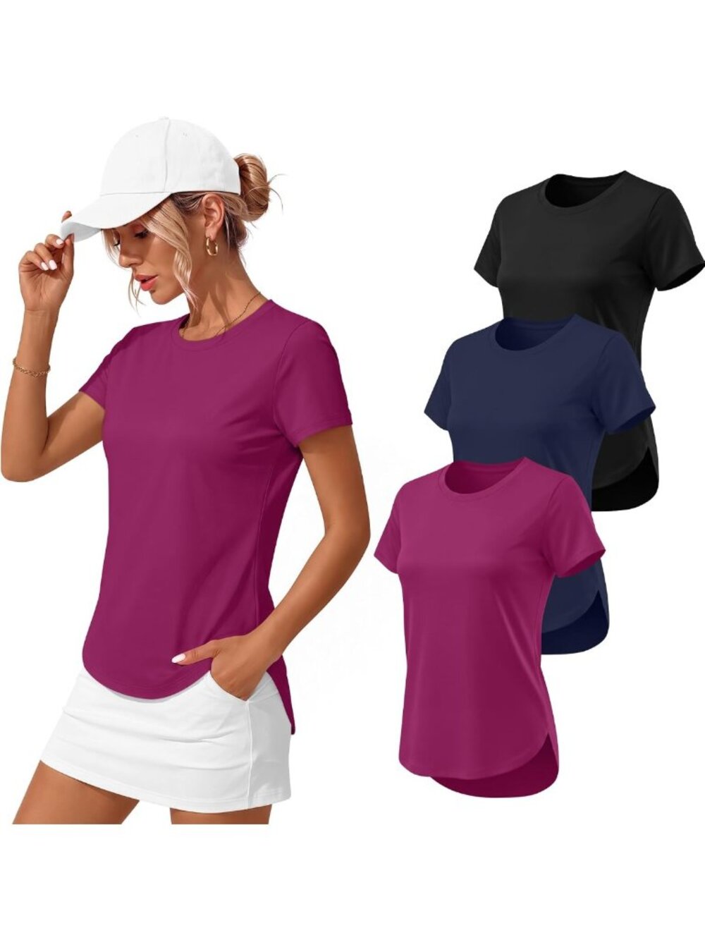 3 Pack Women's Quick Dry Workout Tops - Breathable Activewear for Fitness